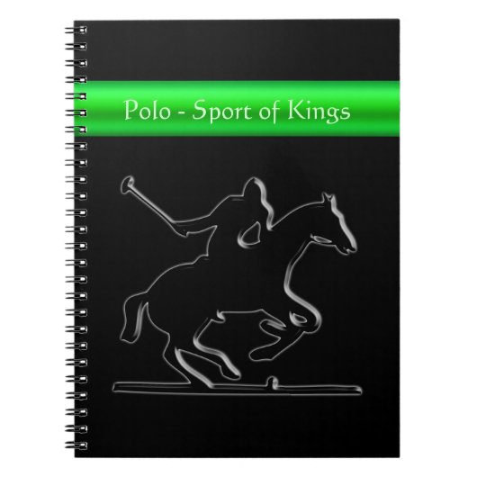 Black Polo Pony and Rider, grüner Farbstreifen Notizblock (Vorderseite)