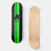 Black Polo Pony and Rider, grüner Farbstreifen Skateboard (Vorderseite)