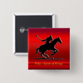 Black Polo Pony and Rider im roten Chrom-Look Button (Vorne & Hinten)