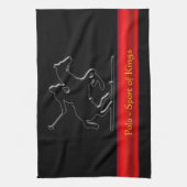 Black Polo Pony and Rider, roter Chrom-Look Streif Geschirrtuch (Vertikal)
