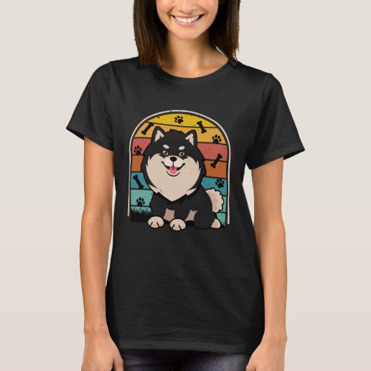 Black Pomeranian Retro Pom Mom Dog Dad Pomeranian T-Shirt (Vorderseite)
