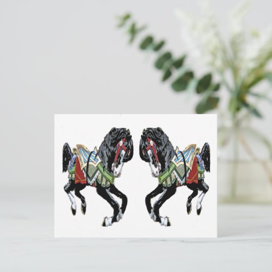 Black Ponies Postkarte (Stehend Vorderseite)