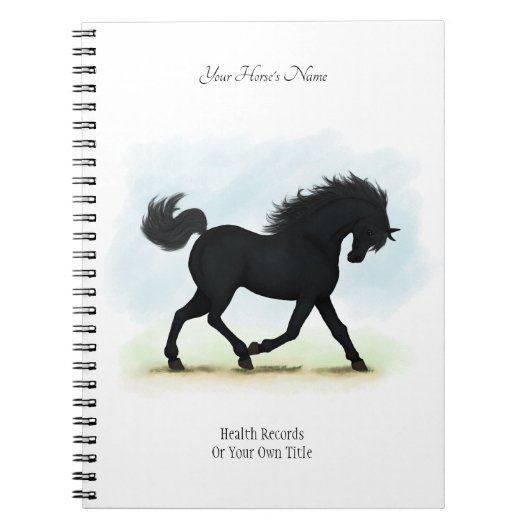 Black Pony or Horse Personalized Owner's Journal Notizblock (Vorderseite)