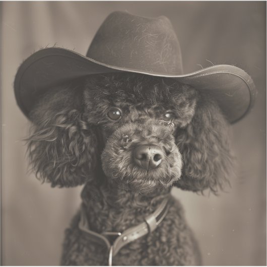 Black Poodle als Cowboy Halloween-Kostüm verkleide Aufkleber (Vorderseite)