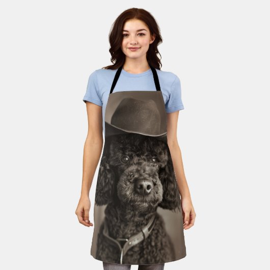 Black Poodle als Cowboy Halloween-Kostüm verkleide Schürze (Getragen)