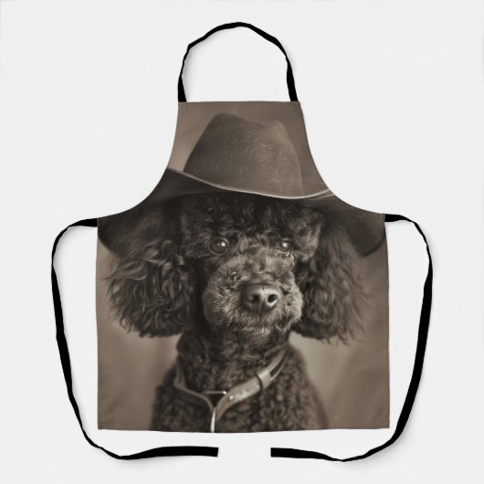 Black Poodle als Cowboy Halloween-Kostüm verkleide Schürze (Vorderseite)