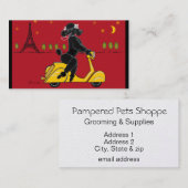 Black Poodle auf Scooter Vespa Visitenkarte (Vorne/Hinten)