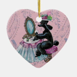 Black Poodle Boudoir Retro Art Collection Keramikornament