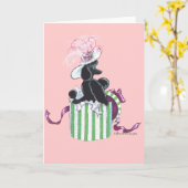 Black Poodle Box Retro Art Print Karte (Gelbe Blume)