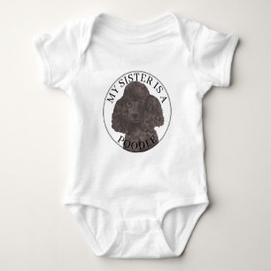 Black Poodle Dog Big Sister Baby Strampler