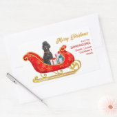 Black Poodle Dog Christmas Sleigh Rechteckiger Aufkleber (Umschlag)