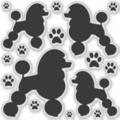 Black Poodle Dog und Paw Print Silhouette Aufkleber (Vorderseite)
