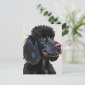 Black Poodle | Dog Watercolor Pet Card (Stehend Vorderseite)