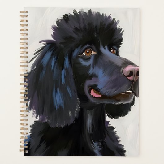 Black Poodle | Dog Watercolor Pet Painting Planer (Vorderseite)