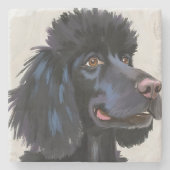Black Poodle | Dog Watercolor Pet Painting Steinuntersetzer (Vorderseite)