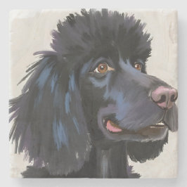 Black Poodle | Dog Watercolor Pet Painting Steinuntersetzer
