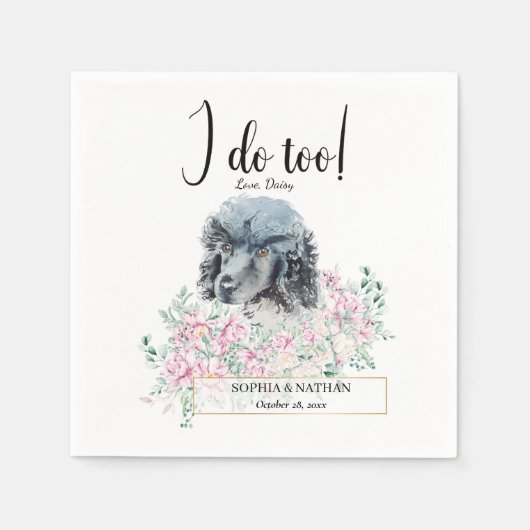 Black Poodle Dog Wedding Cocktail Napkins Serviette (Vorderseite)