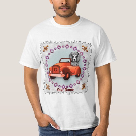 Black Poodle Driving Car T - Shirt (Vorderseite)