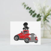 Black Poodle Driving Red Convertible Car Postkarte (Stehend Vorderseite)