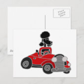 Black Poodle Driving Red Convertible Car Postkarte (Vorne/Hinten)