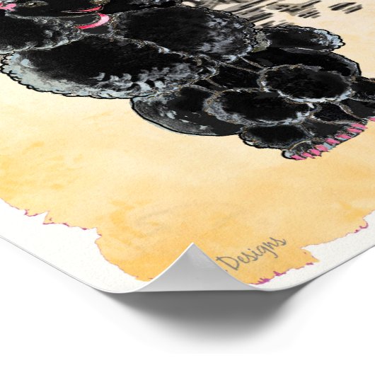 Black Poodle Eiffelturm Paris Art Prinz Poster (Ecke)