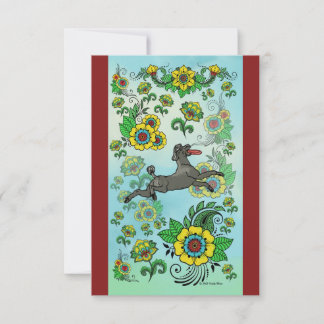 Black Poodle Fangen einer Frisbee Note Card Dankeskarte
