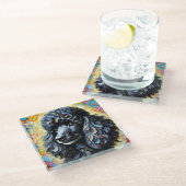 Black Poodle Glasuntersetzer (Schrägansicht)