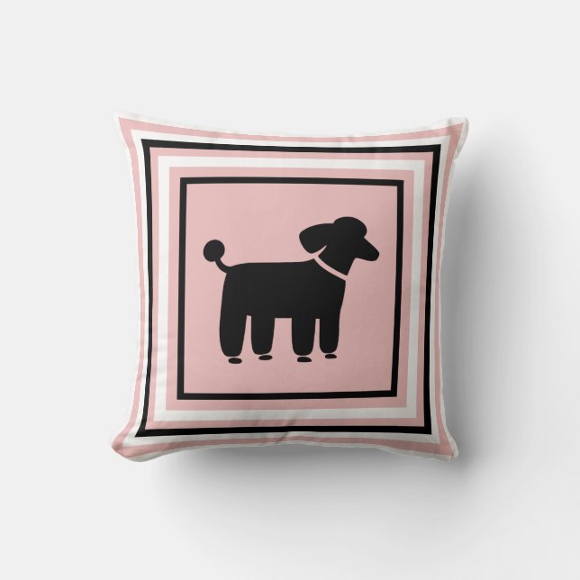 Black Poodle Graphic - Funky Hund Decorative Pillo Kissen (Vorderseite)