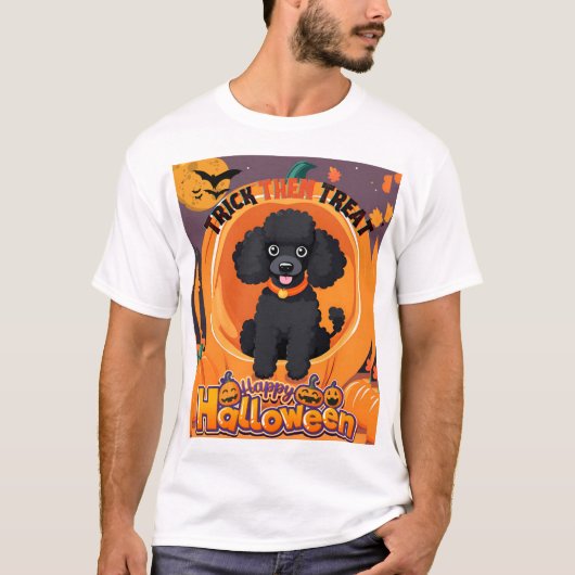 Black Poodle Halloween TShirt (Vorderseite)