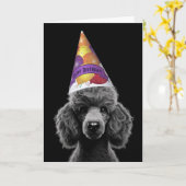 Black Poodle Head Party Hat with Happy Birthday Karte (Gelbe Blume)