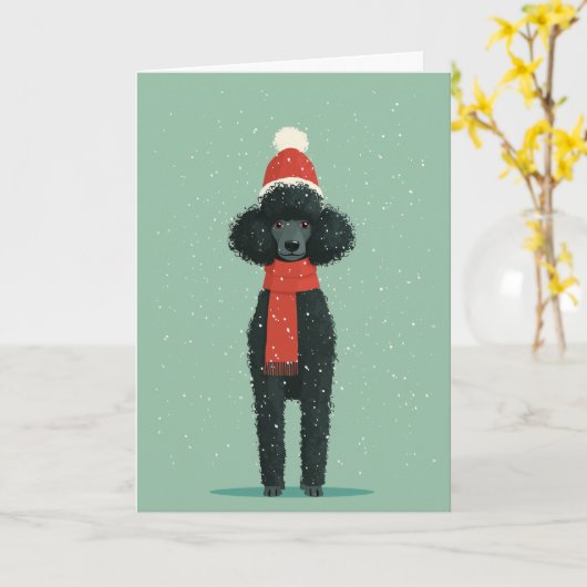 Black Poodle Holiday Greeting Karte (Gelbe Blume)