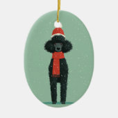 Black Poodle Holiday Keepsake Keramik Ornament (Vorne)