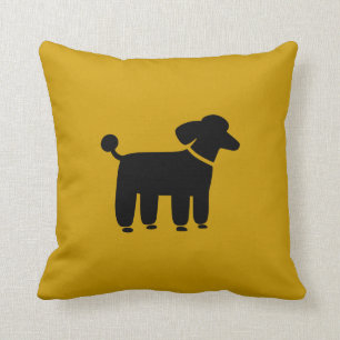 Black Poodle Hund Graphic on Yellow (anpassbar) Kissen