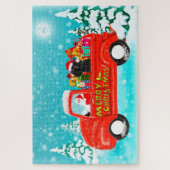 Black Poodle Hund Weihnachts Weihnachtsmann LKW Puzzle (Vertikal)