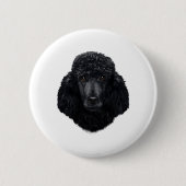 Black Poodle Hundegesicht Button (Vorderseite)