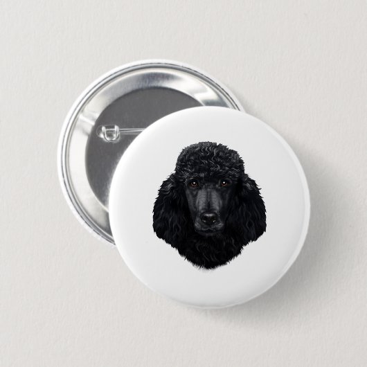 Black Poodle Hundegesicht Button (Vorne & Hinten)