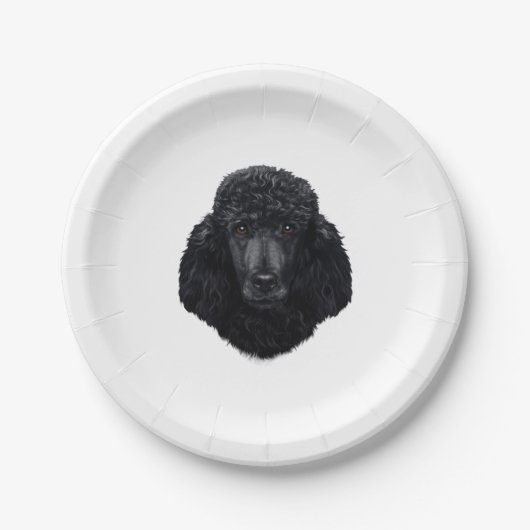 Black Poodle Hundegesicht Pappteller (Vorderseite)