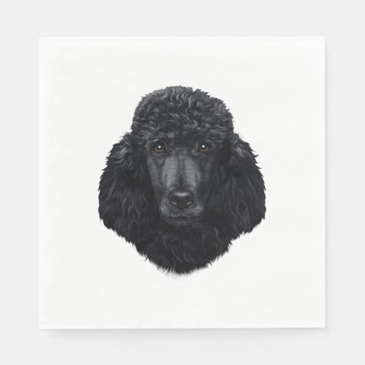 Black Poodle Hundegesicht Serviette (Vorderseite)