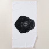 Black Poodle Hundegesicht Strandtuch (Vorderseite)