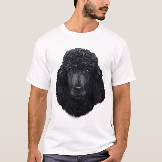Black Poodle Hundegesicht T-Shirt (Vorderseite)