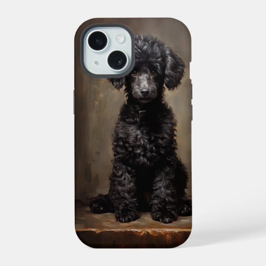 Black Poodle iPhone 15 Hülle (Rückseite)