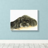 Black Poodle Leinwand gerahmt (Insitu (Holzboden))