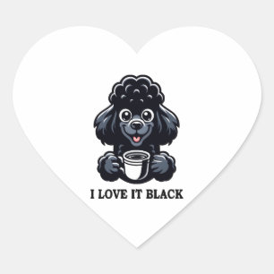 Black Poodle Lieben Black Coffee Herz-Aufkleber