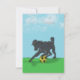 Black Poodle mit Fußball-Ball-Karte Dankeskarte