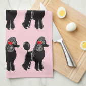 Black Poodle mit Red Bow Print Kitchtuch Geschirrtuch (Viertel Falte)