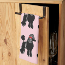 Black Poodle mit Red Bow Print Kitchtuch