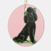 Black Poodle n Holly Christmas Tree Keramikornament (Links)