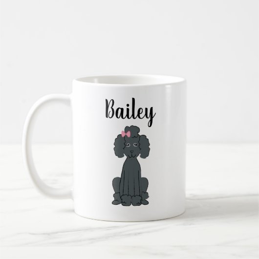 Black Poodle Niedlich Calligrafy Pet Personalisier Kaffeetasse (Links)