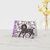 Black Poodle Note Card Karte (Gelbe Blume)