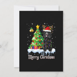 Black Poodle Santa Christmas Tree Lights Hund Love Einladung